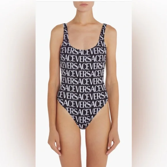 Versace Logo One-Piece Swimsuit, Size 1 fit 2 US, $575 - Picture 4 of 13